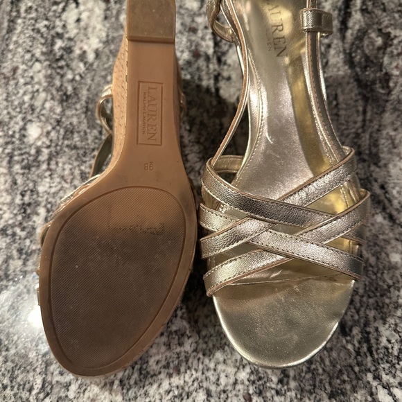 Gold wedge sandals Ralph Lauren - Picture 1 of 5